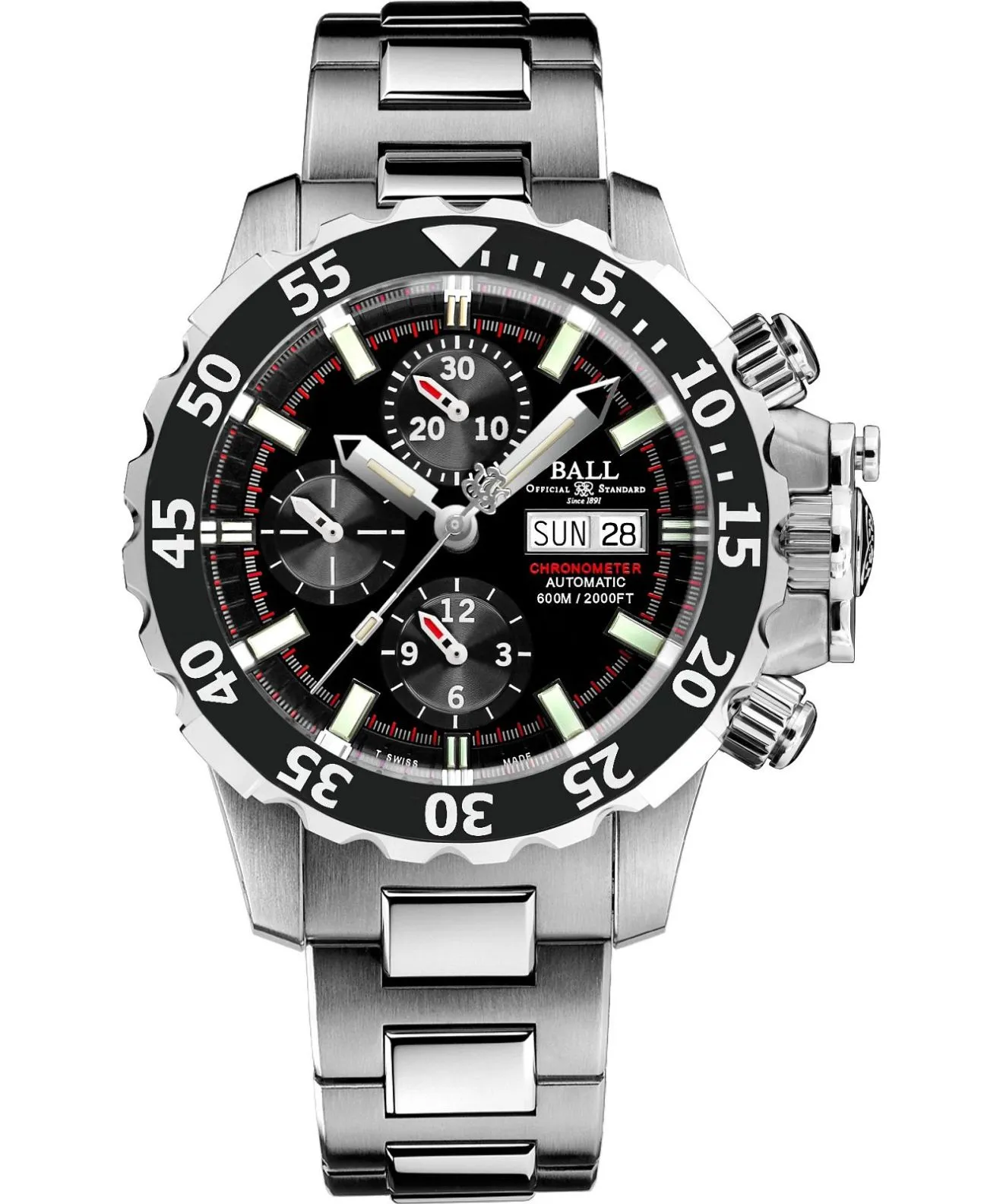 Годинник Чоловічий Ball Engineer Hydrocarbon NEDU Chronometer Automatic Titanium Chronograph DC3226A-S4C-BK