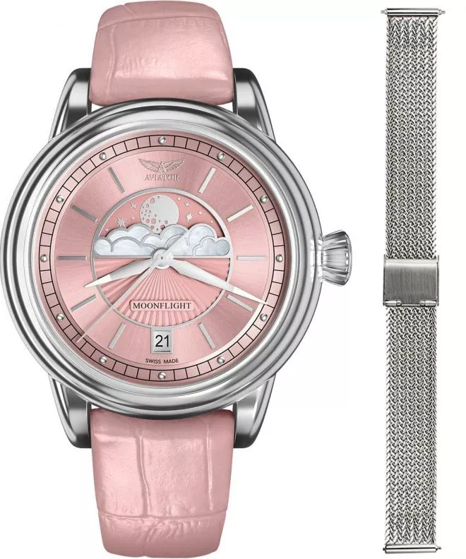 Годинник Жіночий Aviator Douglas Moonflight + bransoleta Morellato V.1.33.0.257.4-W-SET