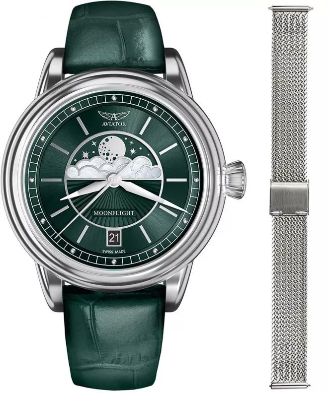 Годинник Жіночий Aviator Douglas Moonflight + bransoleta Morellato V.1.33.0.262.4-W-SET