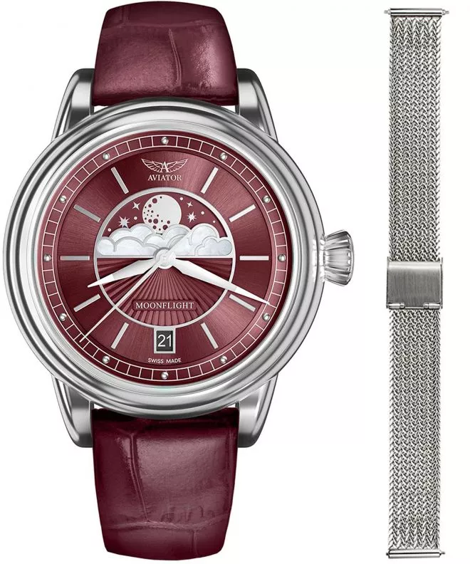 Годинник Жіночий Aviator Douglas Moonflight + bransoleta Morellato V.1.33.0.264.4-W-SET