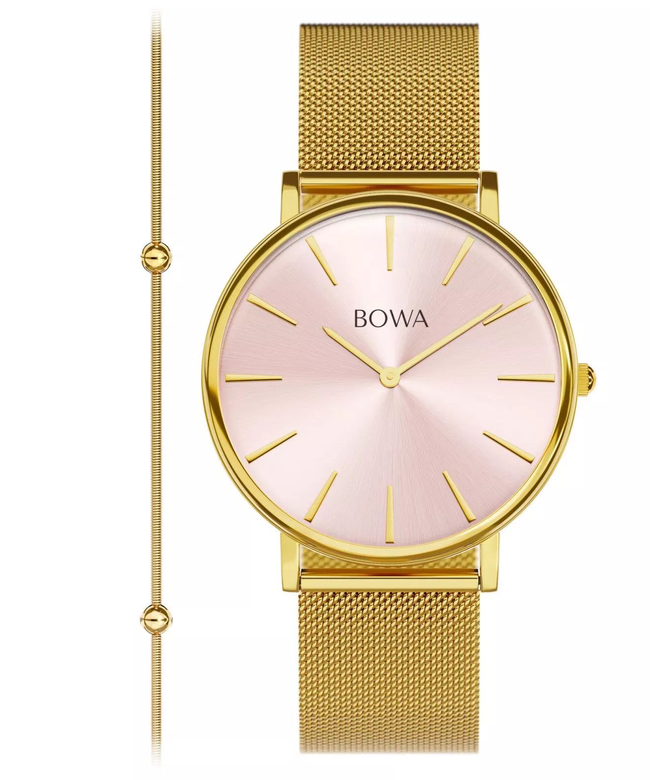 BOWA New York Pink-Gold Mesh 38 Gift Set (годинник + браслет) NY384-74-184M-419-04