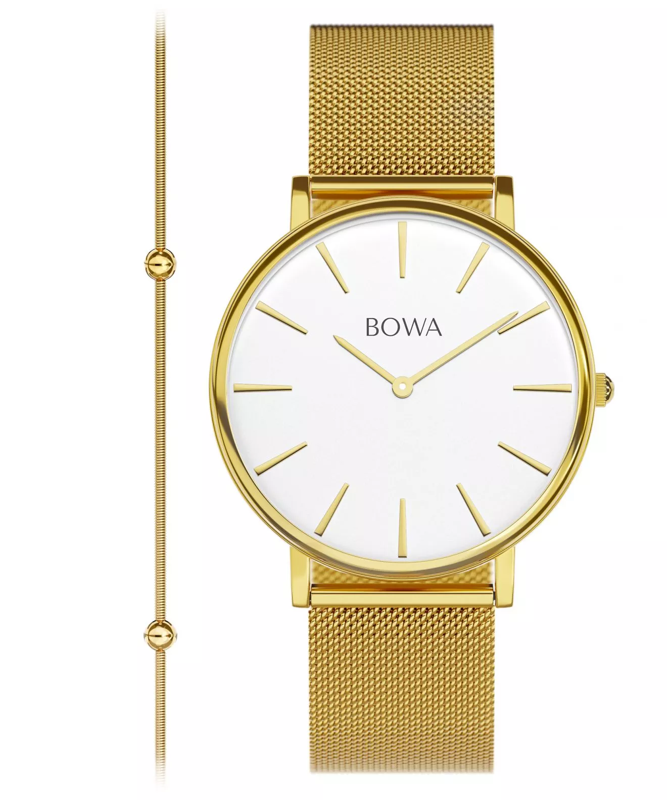 BOWA New York White-Gold Mesh 38 Gift Set (годинник + браслет) NY384-24-184M-419-04