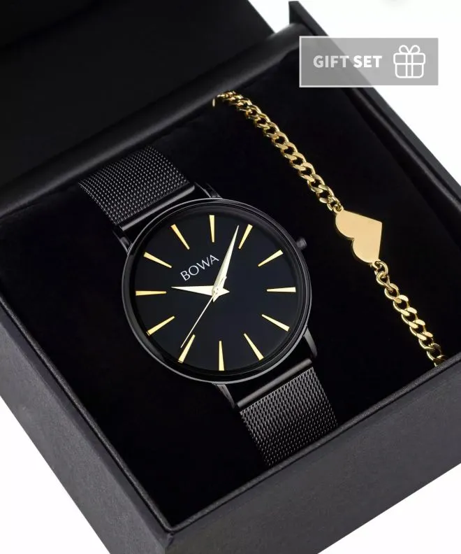 Годинник Жіночий BOWA Praha Black-Gold Mesh 38 Gift Set PH381-84-181M-419-02
