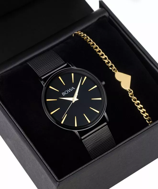 Годинник Жіночий BOWA Praha Black-Gold Mesh 38 Gift Set PH381-84-181M-419-02