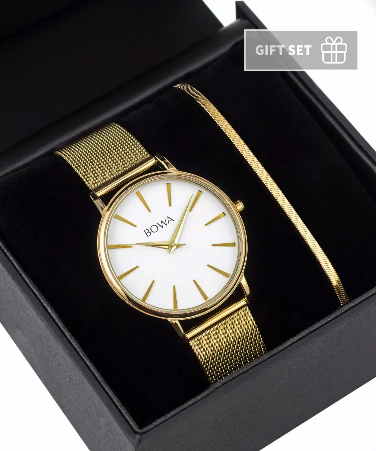 Годинник Жіночий BOWA Praha White-Gold Mesh 38 Gift Set PH384-24-184M-419-03