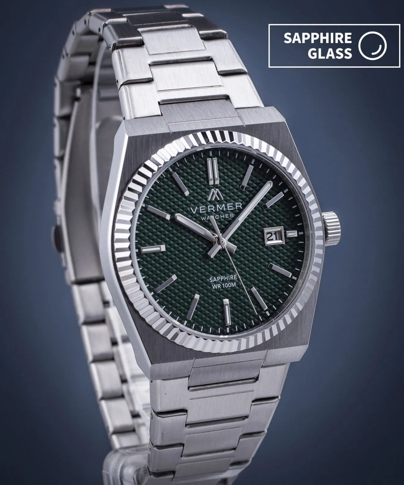 Годинник Чоловічий VERMER Caspian Green Silver Steel CS405-05P-275