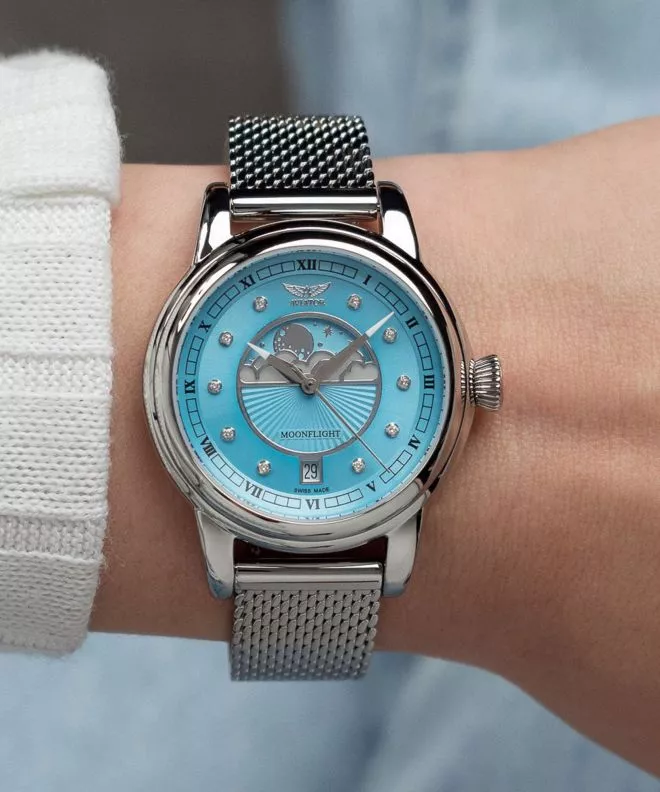 Годинник Жіночий Aviator Douglas Moonflight Ice Blue Diamonds Limited Edition V.1.33.0.359.5