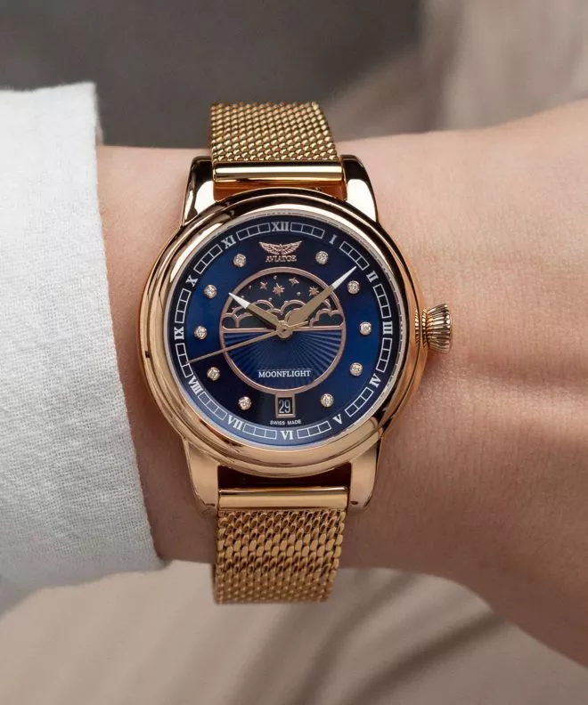 Годинник Жіночий Aviator Douglas Moonflight Blue Diamonds Limited Edition V.1.33.2.380.5