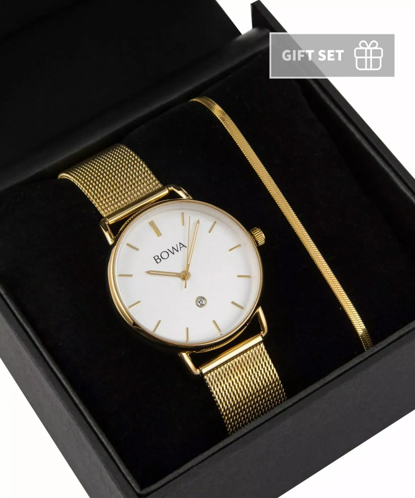BOWA Milan White-Gold Mesh 34 Gift Set (годинник + браслет) MI344-24-164M-419-03