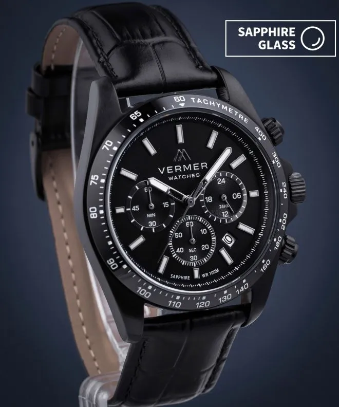 Годинник Чоловічий VERMER Tasman Full Black Leather Chrono TS421-11-221L