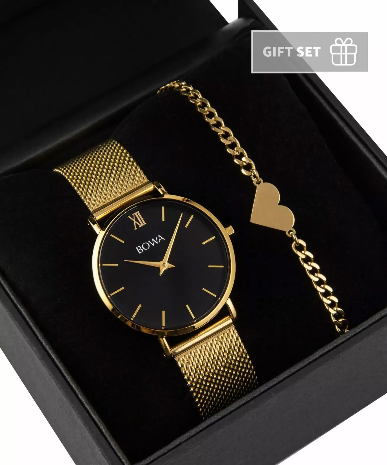 BOWA London Black-Gold 33 Gift Set (годинник + браслет) LO334-14-164M-419-02