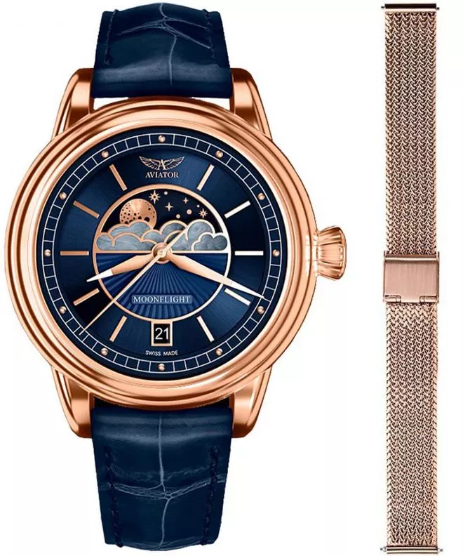 Годинник Жіночий Aviator Moonflight + bransoleta Morellato V.1.33.2.256.4-W-SET