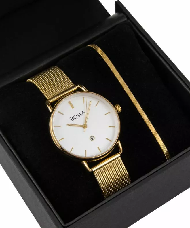 BOWA Milan White-Gold Mesh 34 Gift Set (годинник + браслет) MI344-24-164M-419-03
