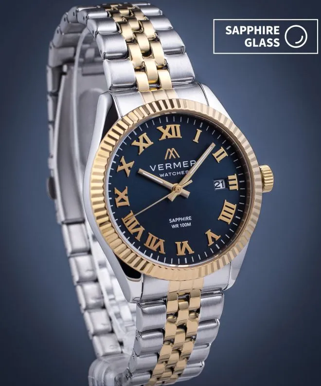 Годинник Чоловічий VERMER Aegean Navy Silver-Gold Steel AG3954-34R-2054J