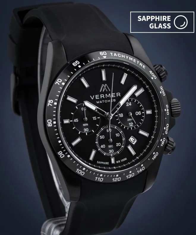 Годинник Чоловічий VERMER Tasman Black Silver-Tone Silicone Chrono TS421-11-221R