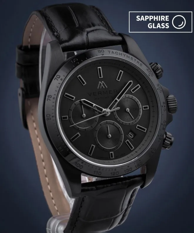 Годинник Чоловічий VERMER Tasman Full Black Leather Chrono TS421-111-221L