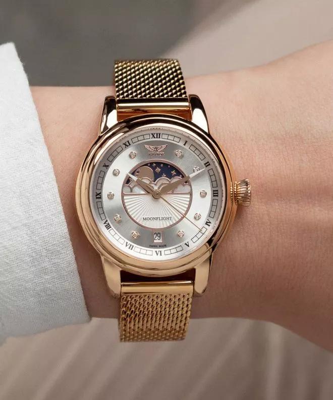 Годинник Жіночий Aviator Douglas Moonflight Silver Diamonds Limited Edition V.1.33.2.382.5