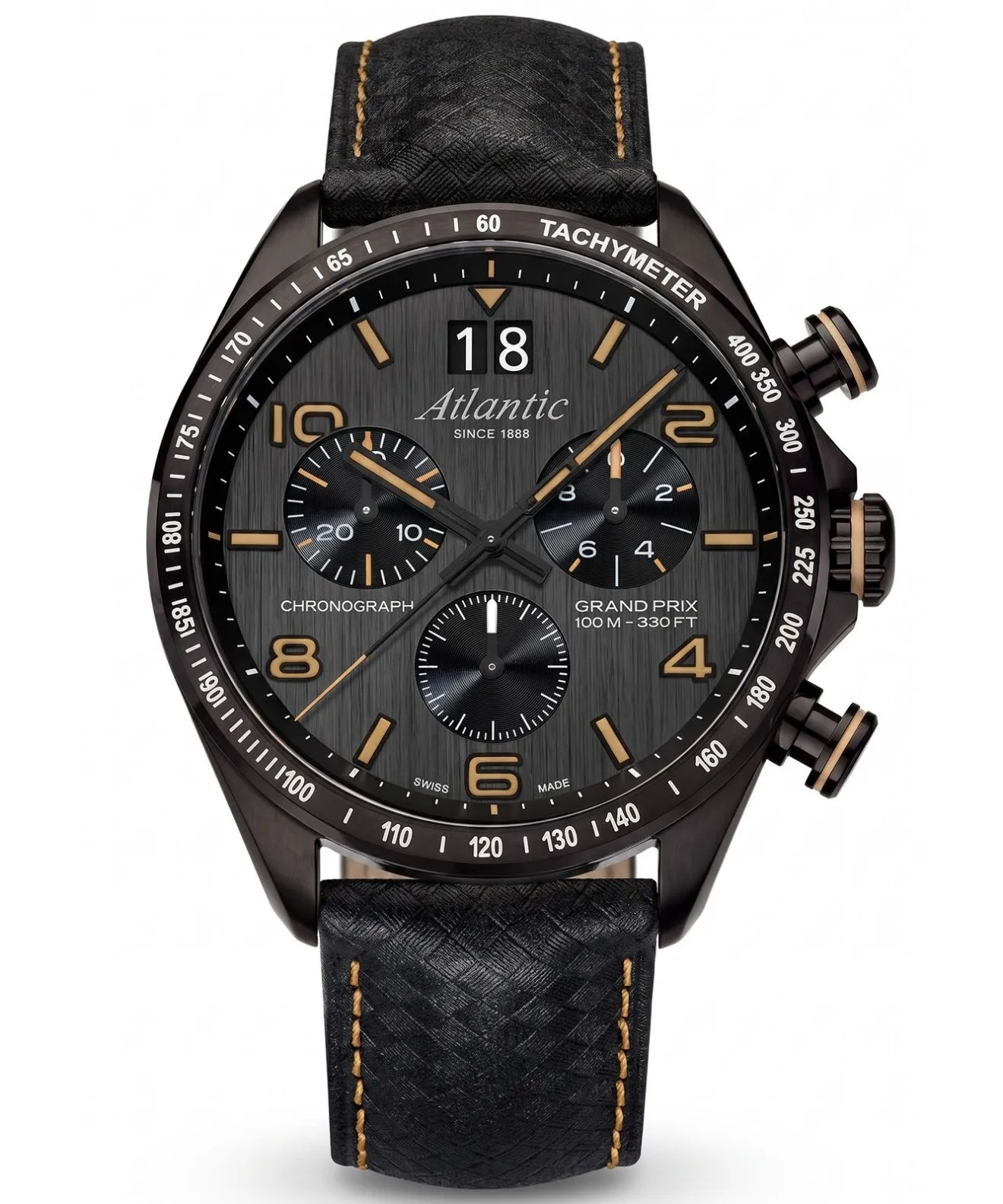Годинник Чоловічий Atlantic Grand Prix Black DLC Chronograph 55463.46.49