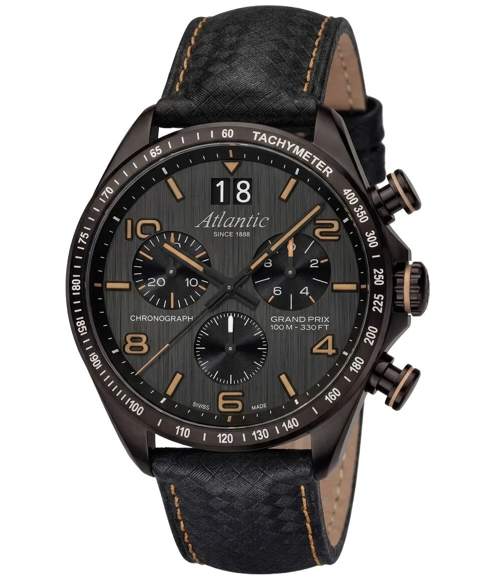 Годинник Чоловічий Atlantic Grand Prix Black DLC Chronograph 55463.46.49