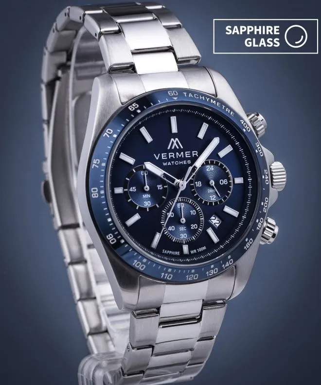 Годинник Чоловічий VERMER Tasman Navy Silver Steel Chrono TS425-335-225S