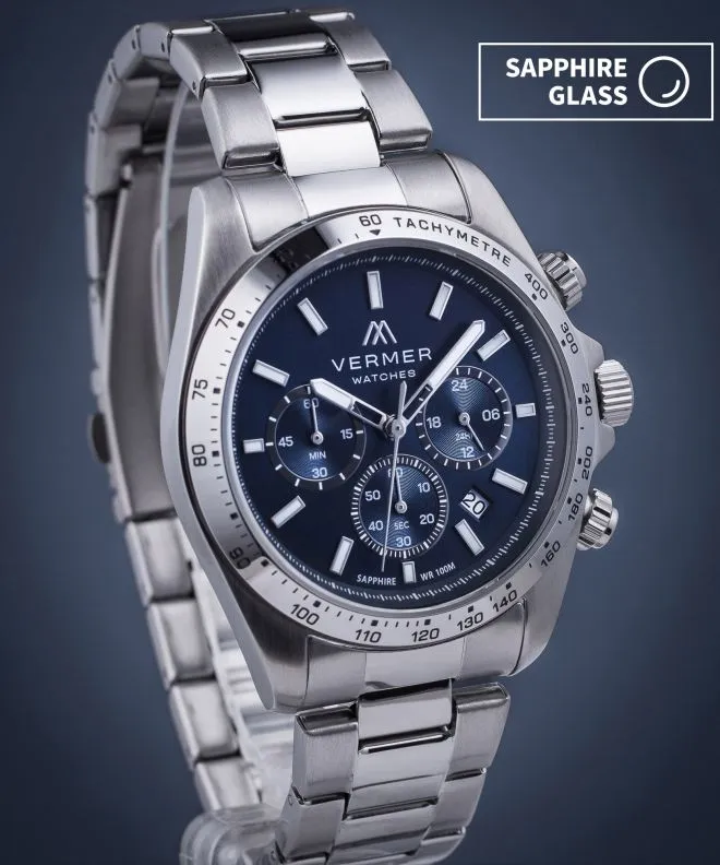 Годинник Чоловічий VERMER Tasman Navy Silver Steel Chrono TS425-35-225S