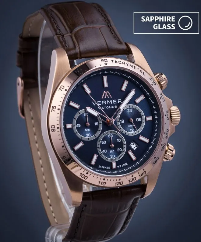 Годинник Чоловічий VERMER Tasman Navy Rose Gold Brown Leather Chrono TS427-37-229L