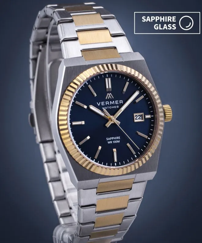Годинник Чоловічий VERMER Caspian Navy Silver-Gold Steel CS4054-34-2754