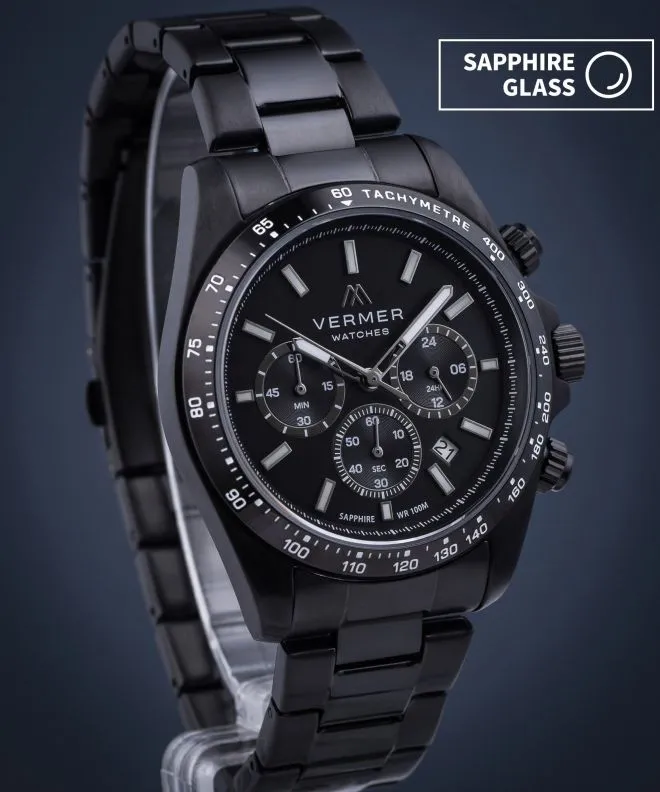 Годинник Чоловічий VERMER Tasman Full Black Steel Chrono TS421-11-221S