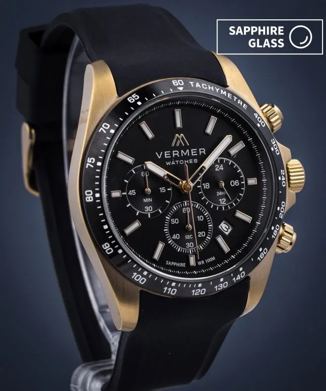 Годинник Чоловічий VERMER Tasman Black Gold Rubber Chrono TS424-14-221R