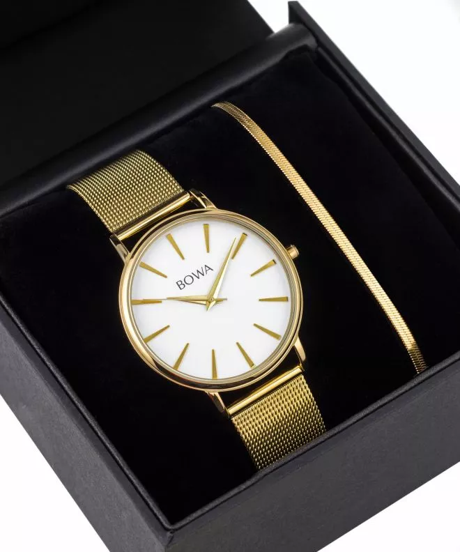 Годинник Жіночий BOWA Praha White-Gold Mesh 38 Gift Set PH384-24-184M-419-03