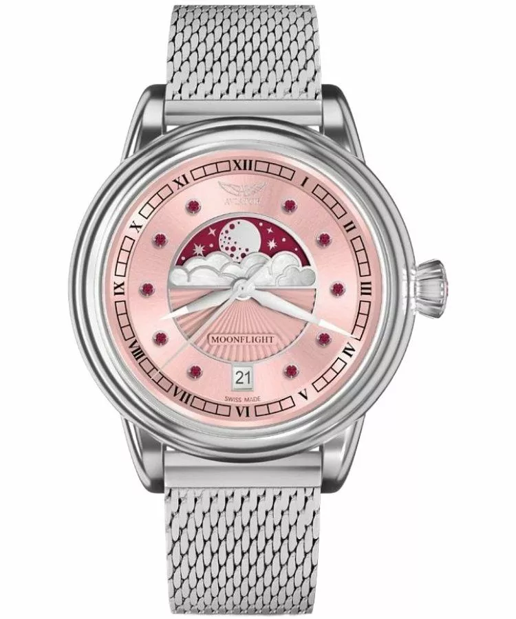 Годинник Жіночий Aviator Moonflight Gemstone Edition Pink Red Ruby Limited Edition V.1.33.0.417.5