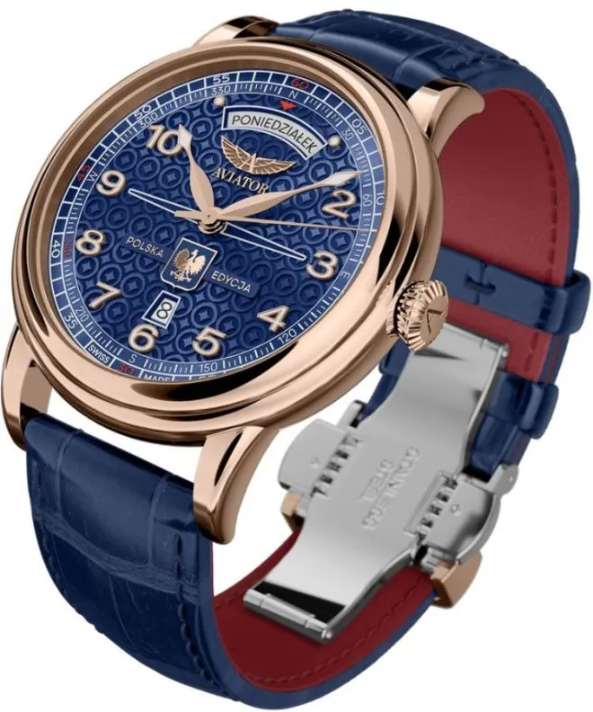 Годинник Чоловічий Aviator Polska Edycja V Kpt. Pil. Stanisław Skarżyński Automatic Limited V.3.44.2.395.4 PL