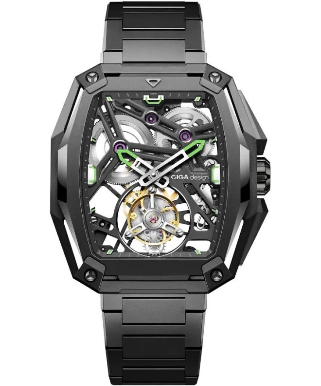 Годинник Чоловічий Ciga Design Hunter Tourbillon Series Z Automatic Titanium Skeleton Z037-TIGR-1G6B