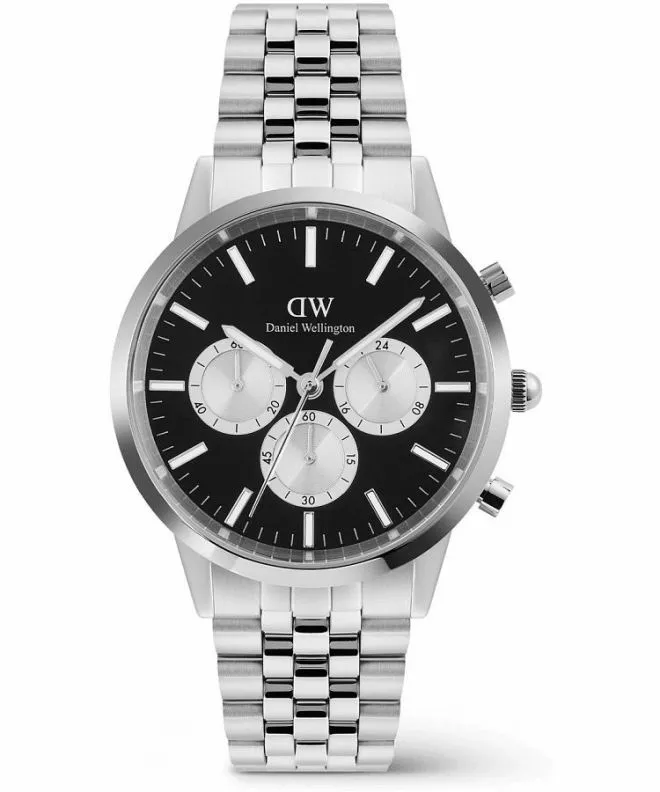 Годинник Чоловічий Daniel Wellington Iconic Arch 5-Link Onyx Panda Silver Chronograph DW00100873
