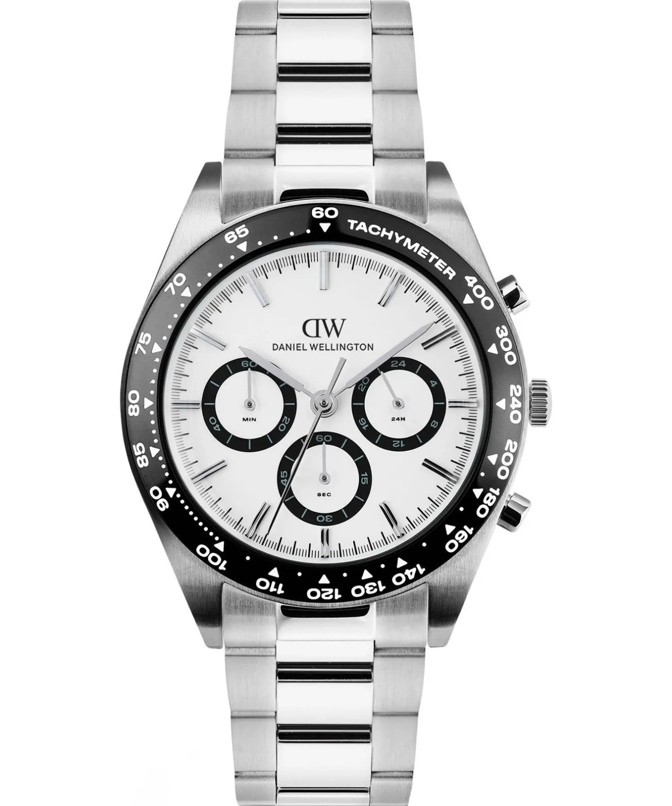 Годинник Чоловічий Daniel Wellington Iconic Tachymeter 3-Link Silver 42mm Chronograph DW00100948