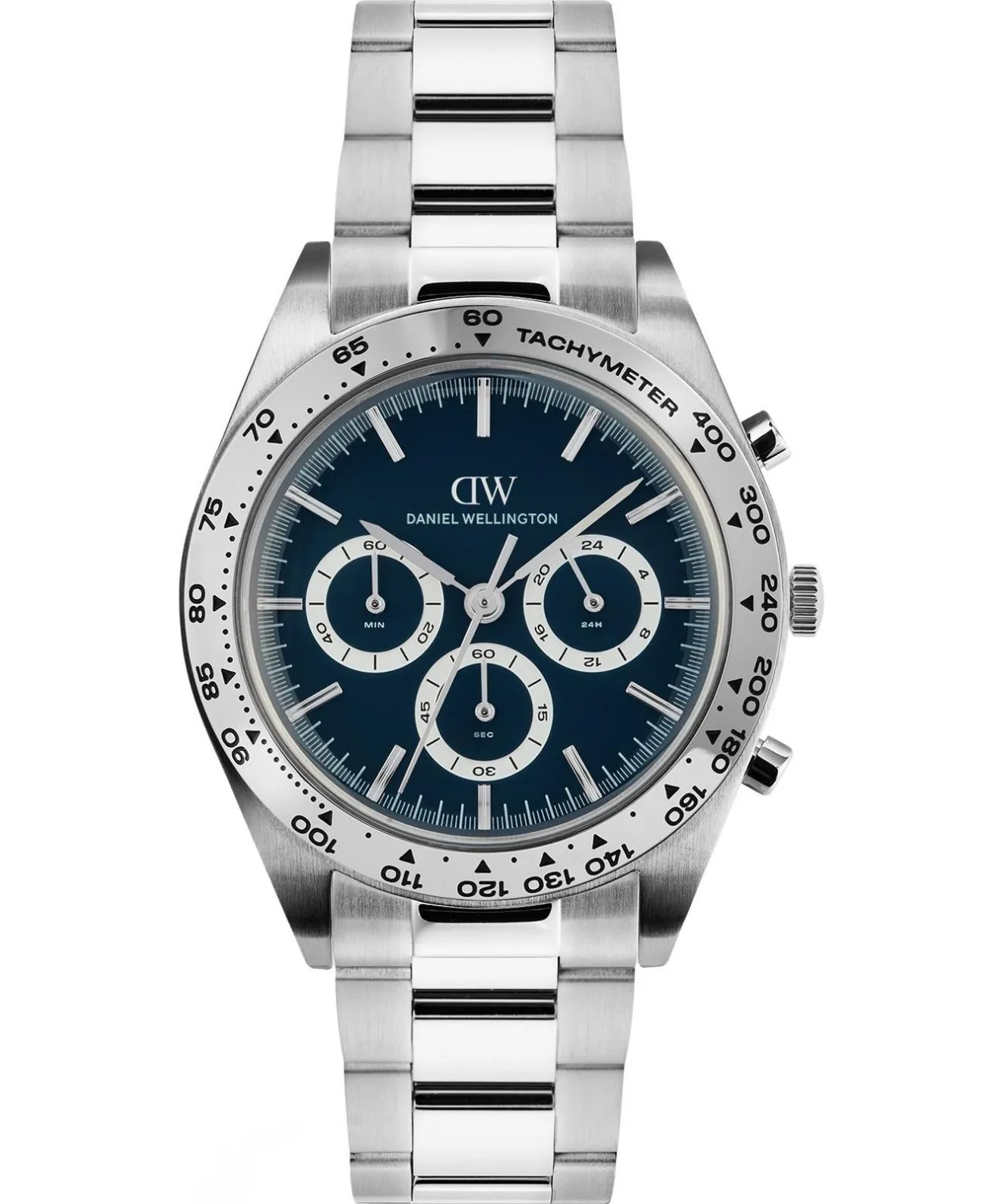 Годинник Чоловічий Daniel Wellington Iconic Tachymeter 3-Link Arctic Silver 42mm Chronograph DW00100949