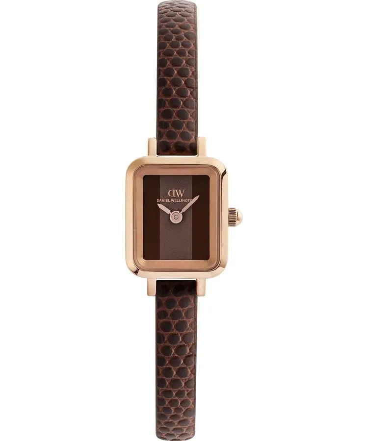 Годинник Жіночий Daniel Wellington Quadro Mini Brown Lizard Padstow Rose Gold 15mm DW00100959