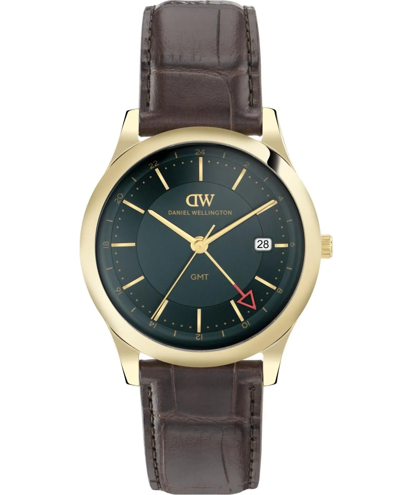 Годинник Чоловічий Daniel Wellington Pathfinder GMT Brown-Croc Green Gold 39mm DW00100974