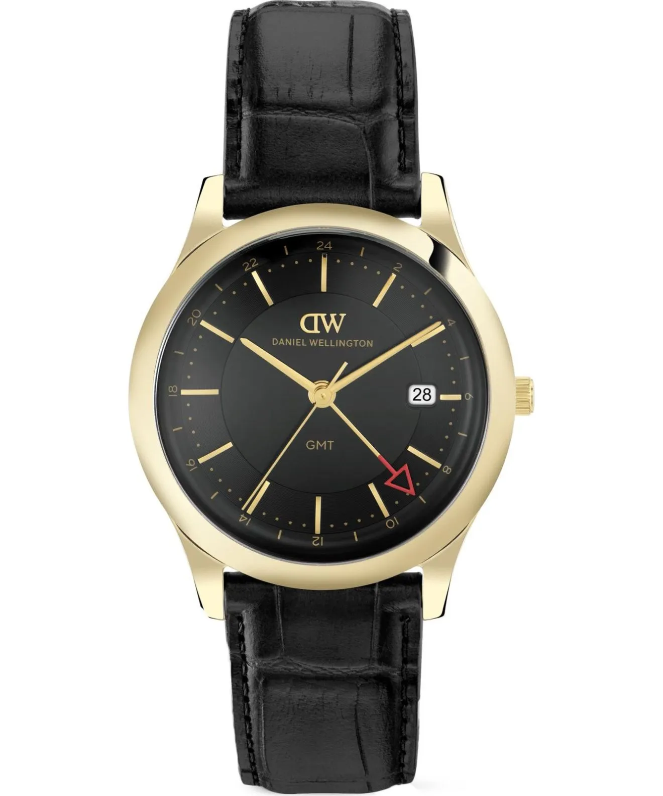 Годинник Чоловічий Daniel Wellington Pathfinder GMT Black-Croc Black Gold 39mm DW00100977