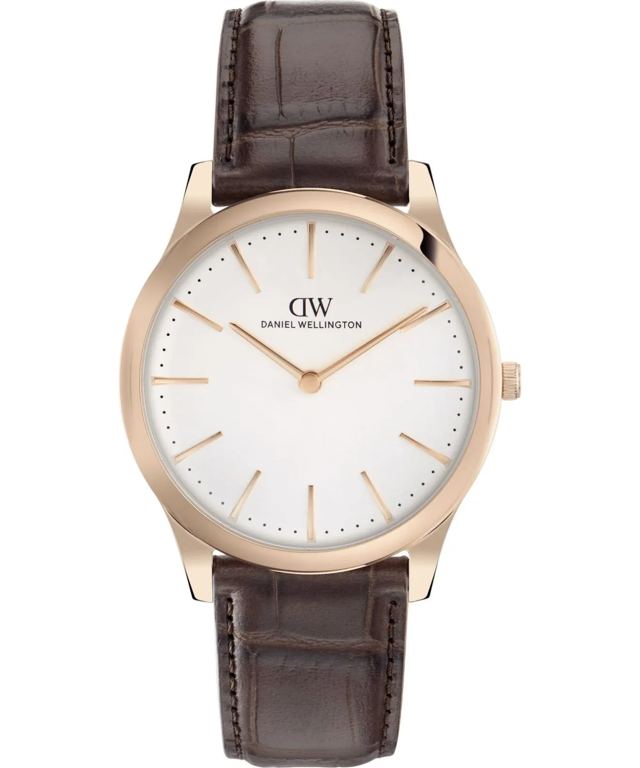 Годинник Чоловічий Daniel Wellington Pathfinder Brown-Croc Frost-White Rose Gold 39mm DW00100984