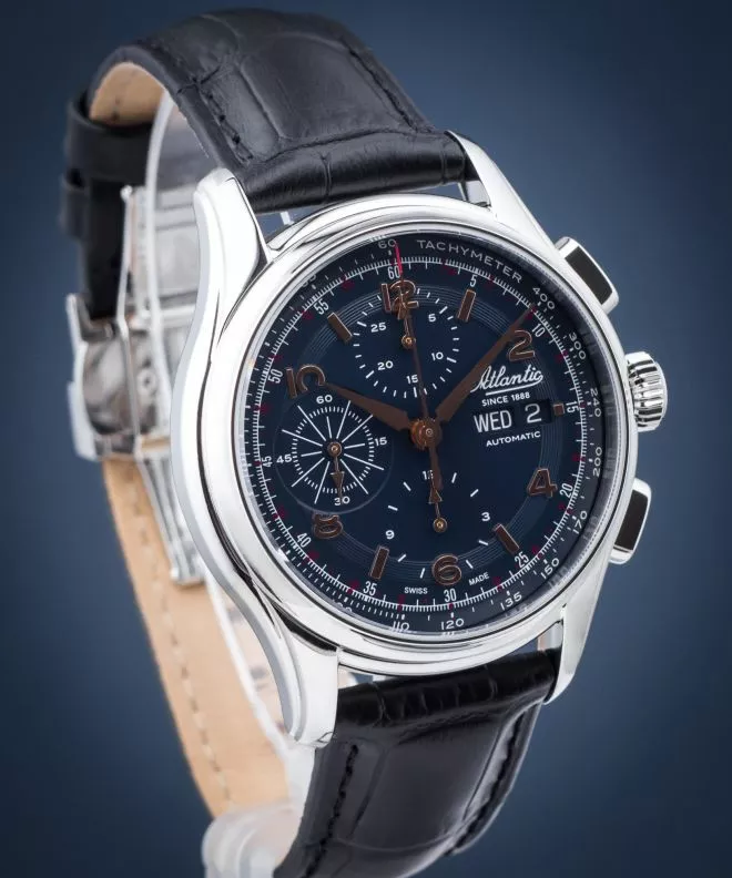 Годинник Чоловічий Atlantic Worldmaster 1888 Chronograph Valjoux Automatic 52852.41.55R