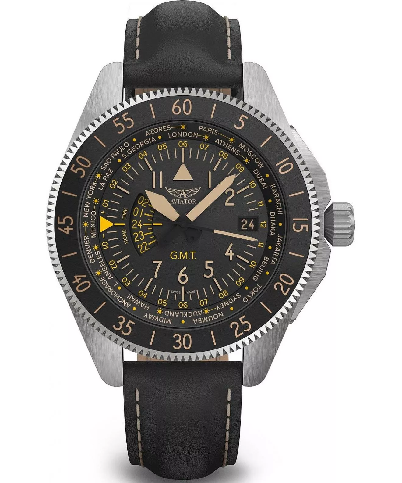 Годинник Чоловічий Aviator Airacobra GMT V.1.37.0.303.4