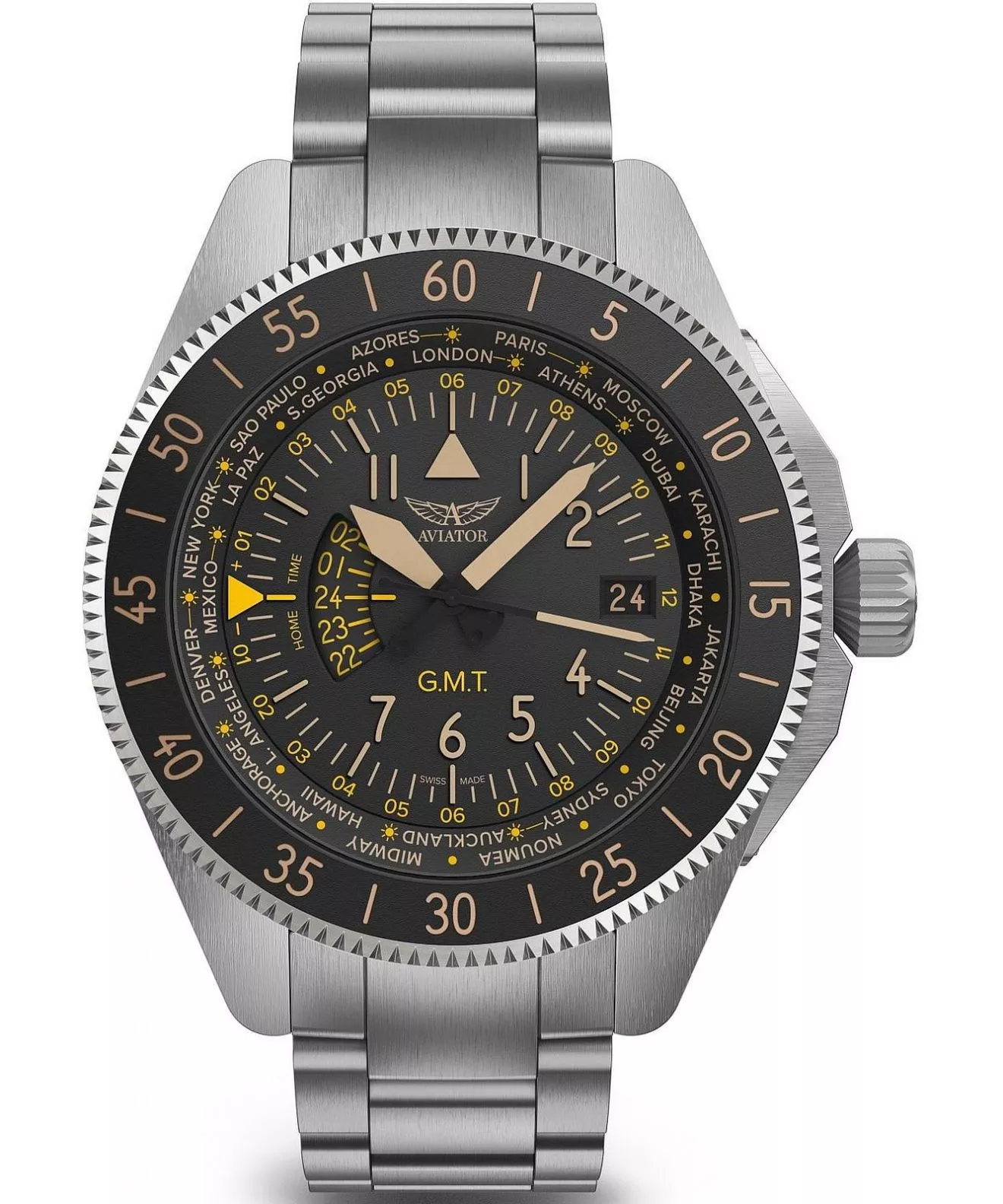Годинник Чоловічий Aviator Airacobra GMT V.1.37.0.303.5