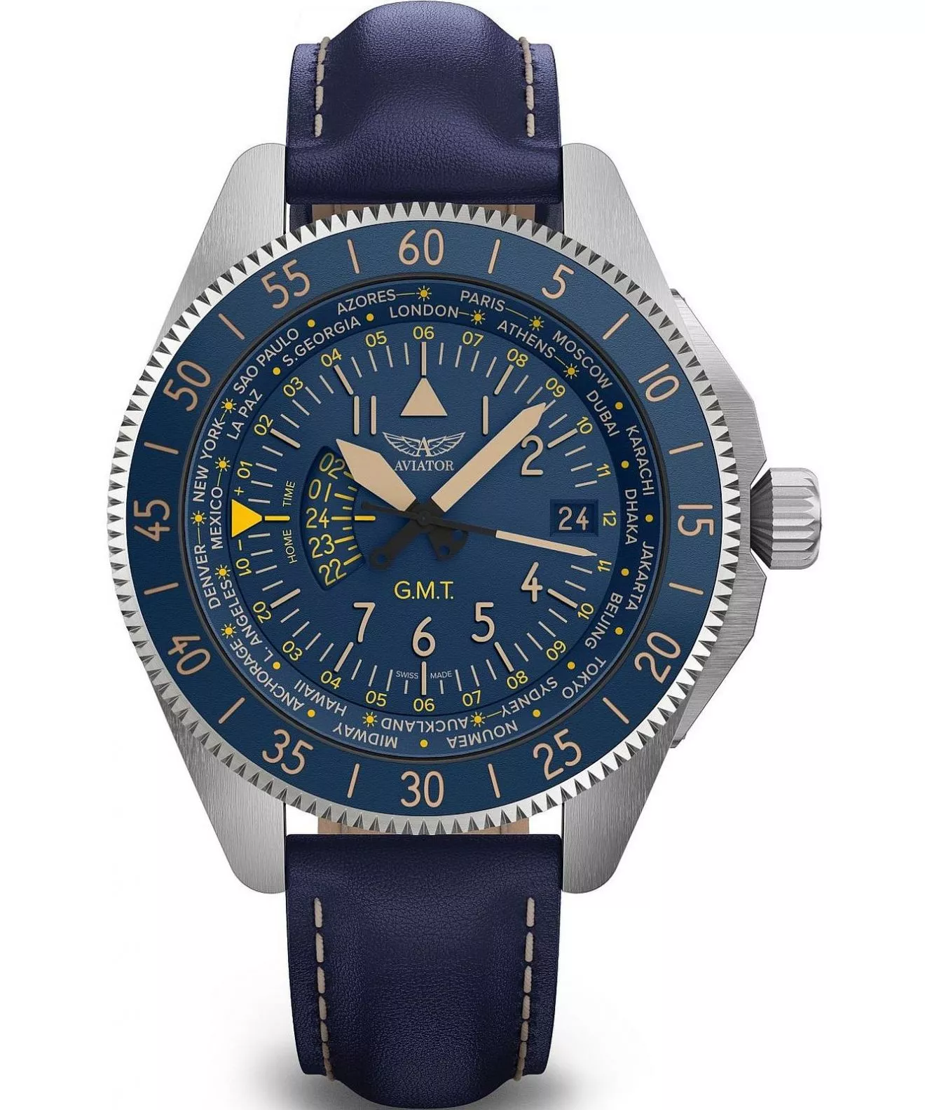 Годинник Чоловічий Aviator Airacobra GMT V.1.37.0.304.4