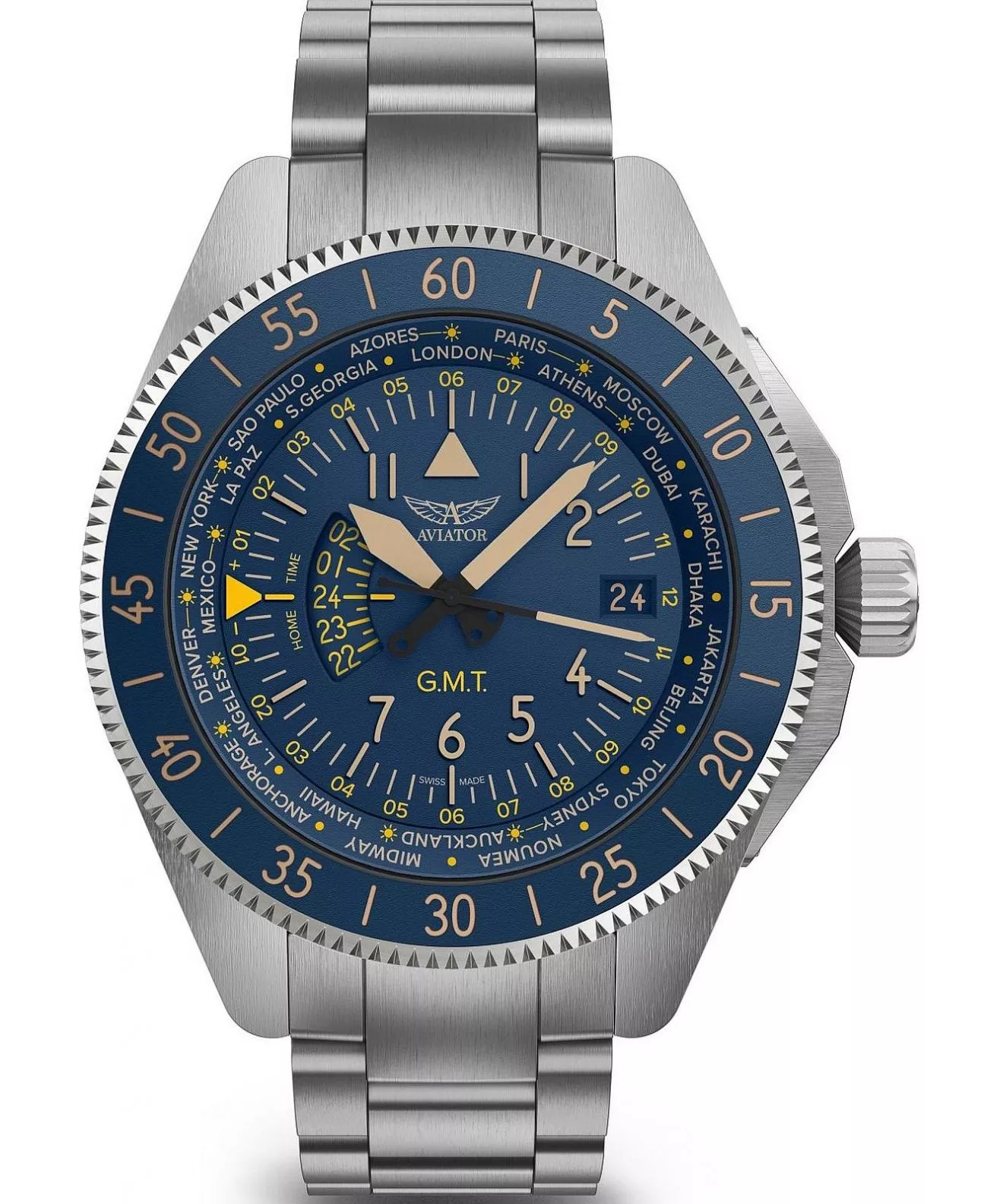 Годинник Чоловічий Aviator Airacobra GMT V.1.37.0.304.5