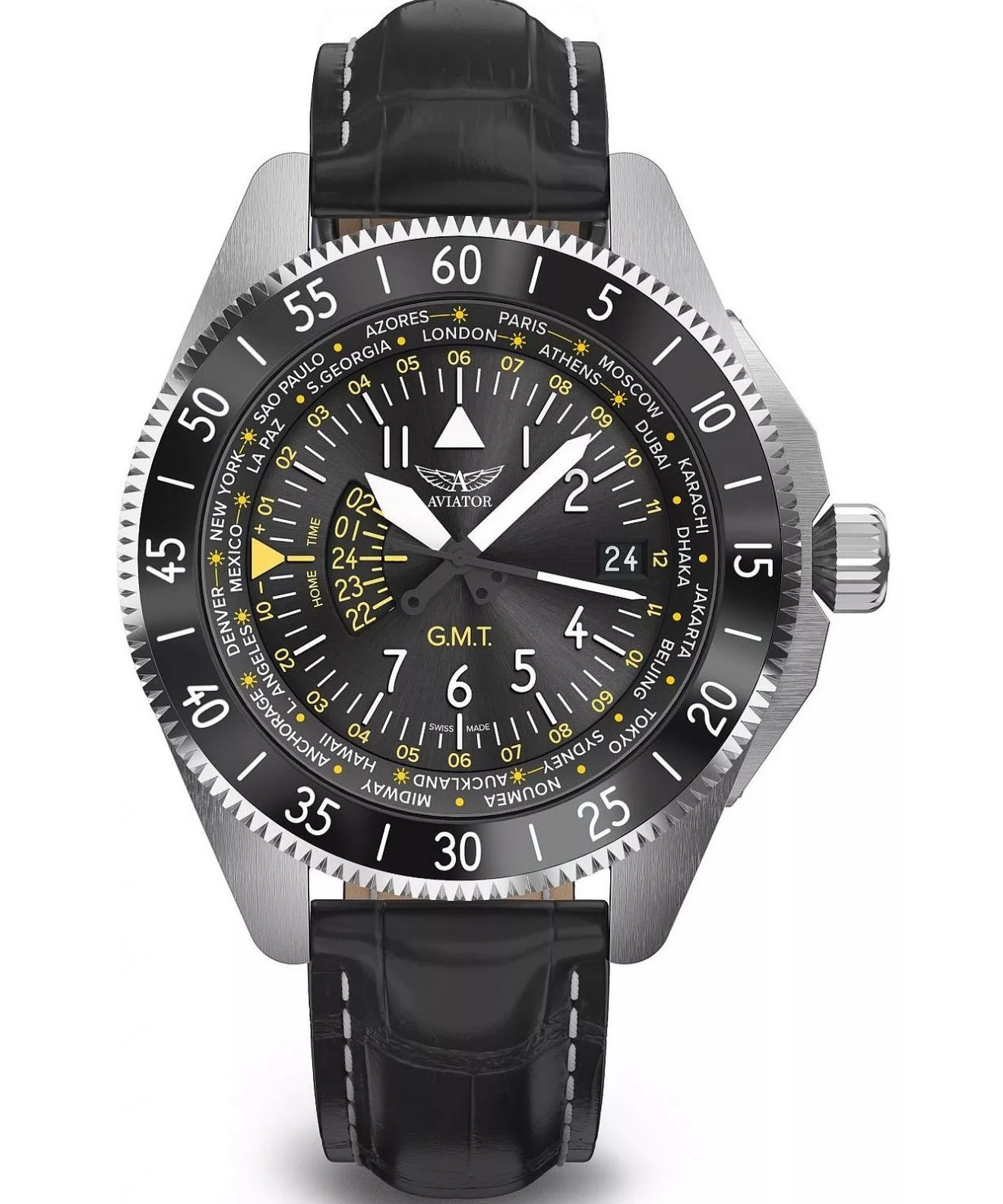 Годинник Чоловічий Aviator Airacobra GMT V.1.37.0.307.4