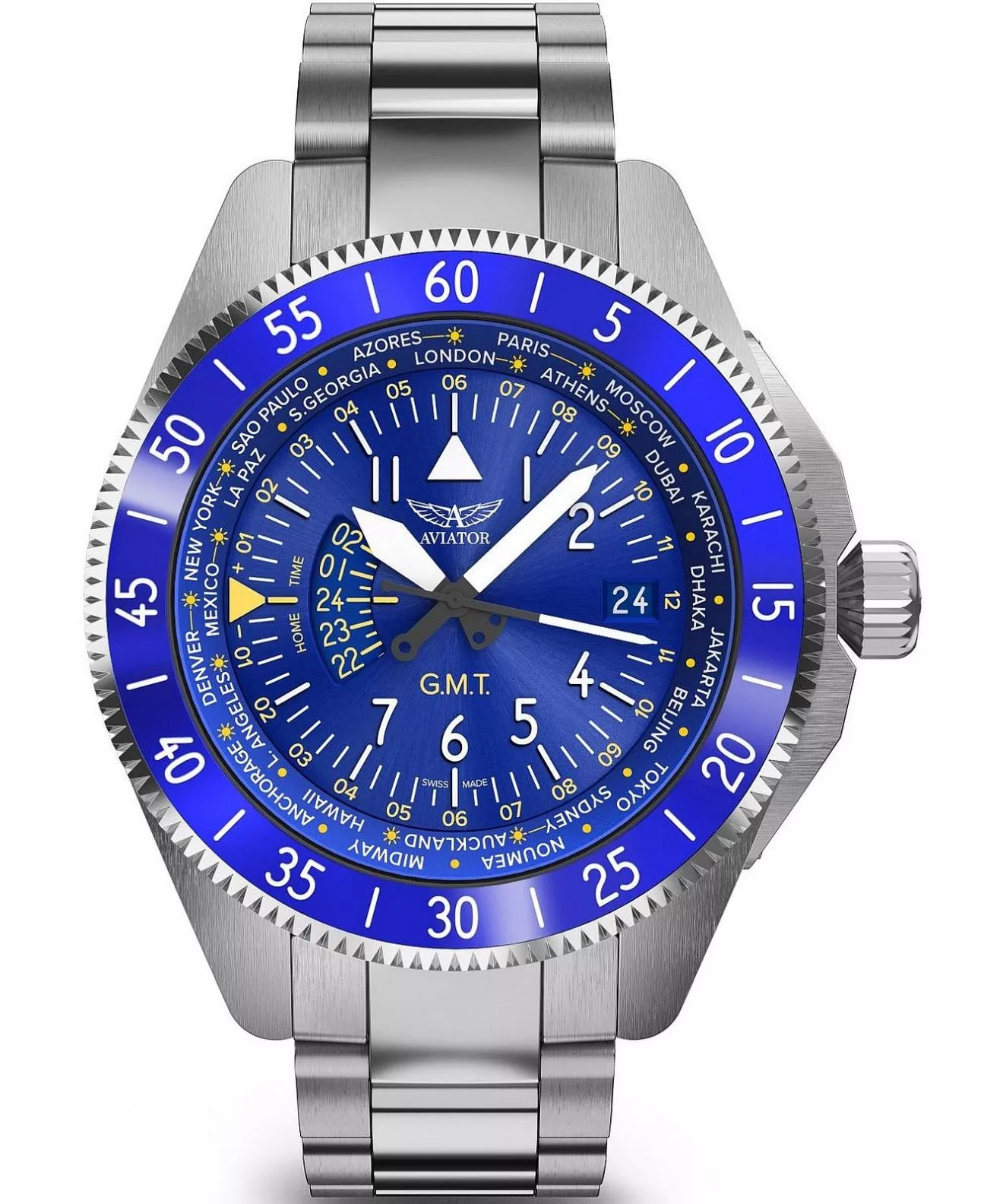 Годинник Чоловічий Aviator Airacobra GMT V.1.37.0.308.5
