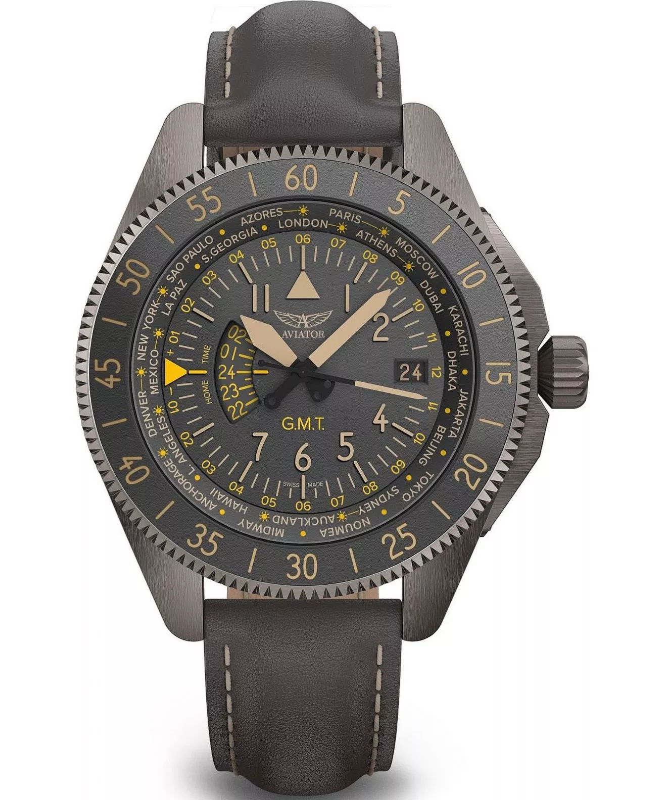 Годинник Чоловічий Aviator Airacobra GMT V.1.37.7.305.4