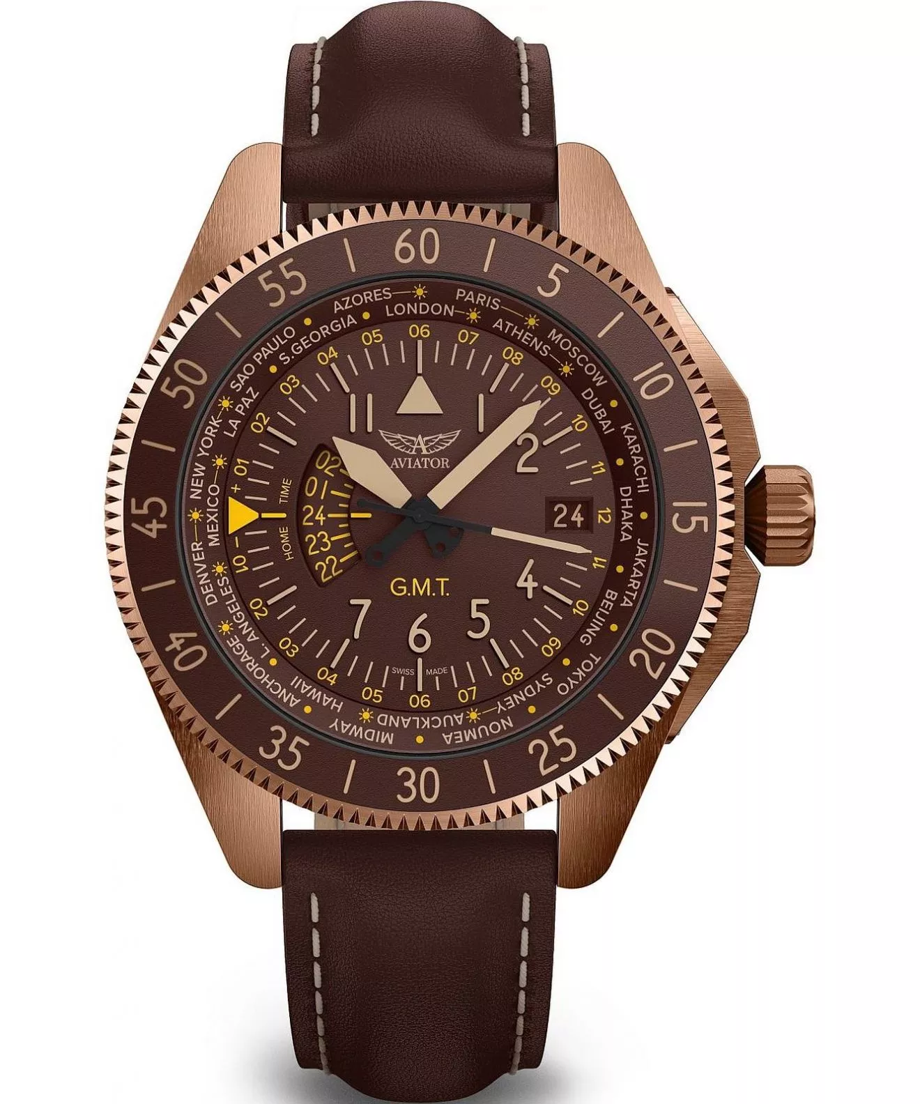 Годинник Чоловічий Aviator Airacobra GMT V.1.37.8.306.4