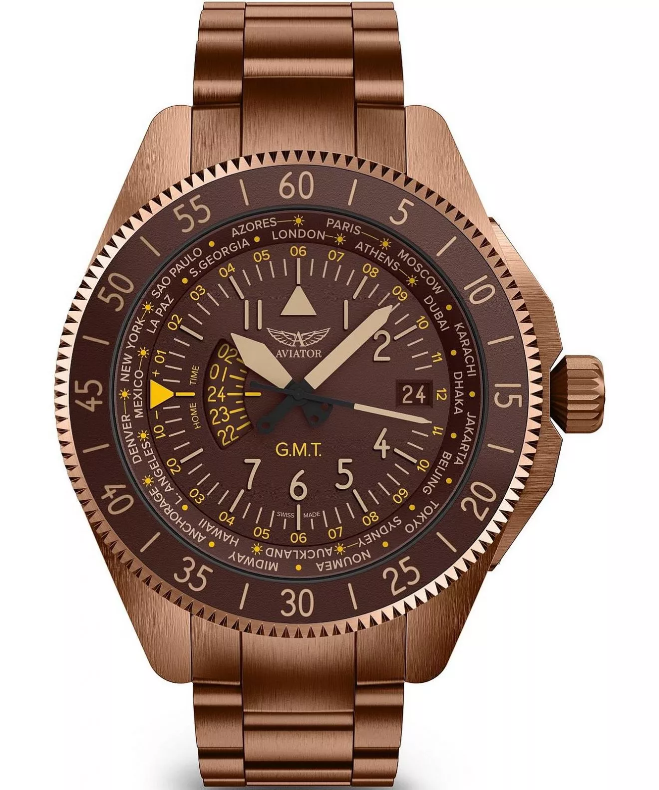 Годинник Чоловічий Aviator Airacobra GMT V.1.37.8.306.5